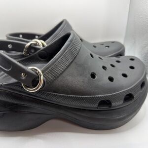 CROCS Women's Black Clogs with Silver Rings